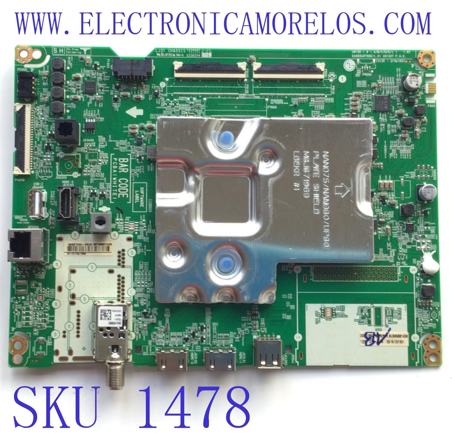 MAIN PARA TV LG / NUMERO DE PARTE EBT66631406 / EAX69487906(1.0) / PANEL NC550TQG-AAKH1 / DISPLAY LC550EQC(SP)(A1) / MODELO 55UP8000PUR.BUSYLKR	